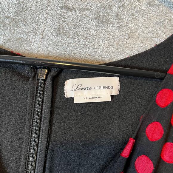 Lovers and Friends Augustus Long Sleeve Gown Red Black Polka Dot Print Sz S - Picture 7 of 8